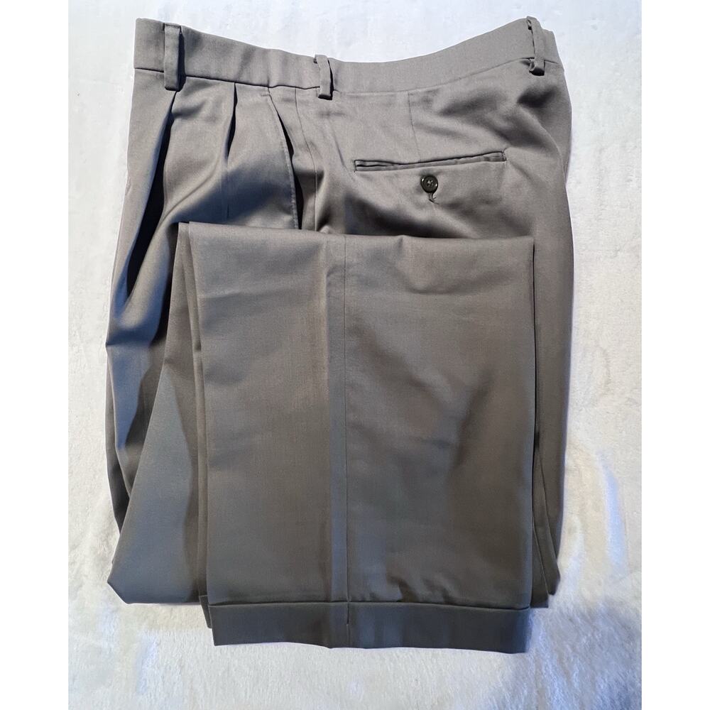 Vtg Hart Schaffner Marx Premium Classic 42-44L 35x30 Olive Green Gray Suit Note - Picture 8 of 16
